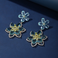 Picture of Beautiful Cubic Zirconia Flower Dangle Earrings