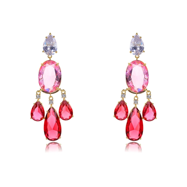 Picture of Irresistible Pink Cubic Zirconia Dangle Earrings with Easy Return