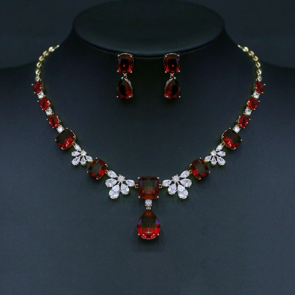 Picture of Pretty Cubic Zirconia Flowers & Plants 2 Piece Jewelry Set