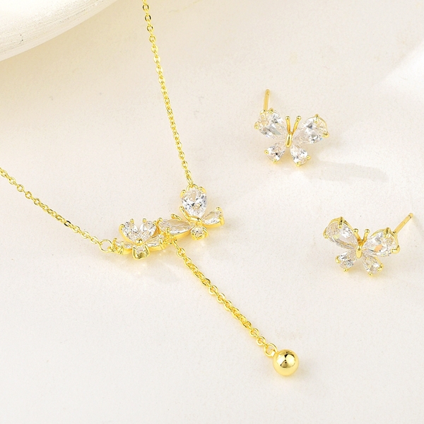 Picture of Funky Butterfly Cubic Zirconia 2 Piece Jewelry Set