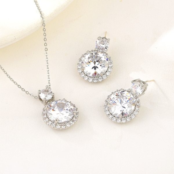 Picture of Good Quality Cubic Zirconia White 2 Piece Jewelry Set