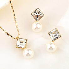 Show details for Eye-Catching White Geometric 2 Piece Jewelry Set with Member Discount