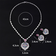 Picture of Beautiful Cubic Zirconia Pink 2 Piece Jewelry Set