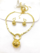 Show details for Designer Gold Plated Medium 3 Piece Jewelry Set with Easy Return