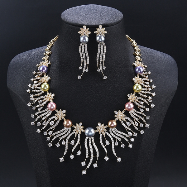 Picture of Hypoallergenic Colorful Gold Plated 2 Piece Jewelry Set with Easy Return